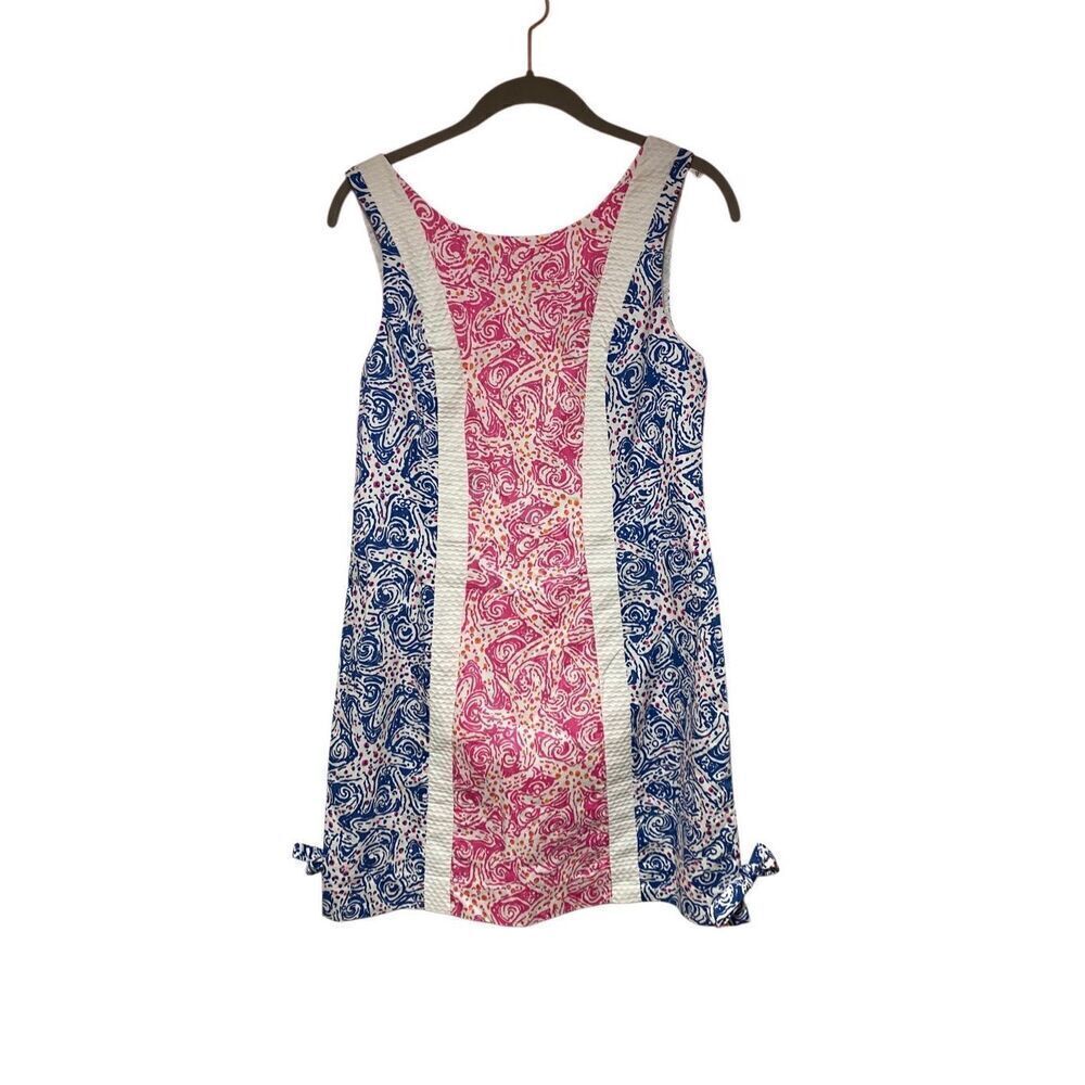 Lilly Pulitzer starfish, pink blue and white ocean shift dress size 4